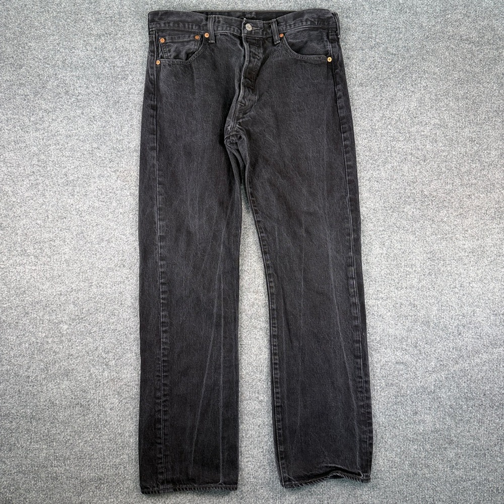 Levis 501 Jeans Mens 34x32 Black Denim Original Fit Button Fly Mexico